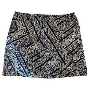 Karen Scott 20W Plus Navy White Geometric Floral Skort Cotton